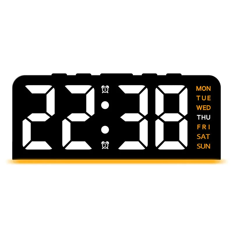 USB Powered Digital Alarm Clock Mood Light TEMP Date Week 2 Alarm Snooze Table Clock 4-level Brightness 12/24H Digital LED Clock