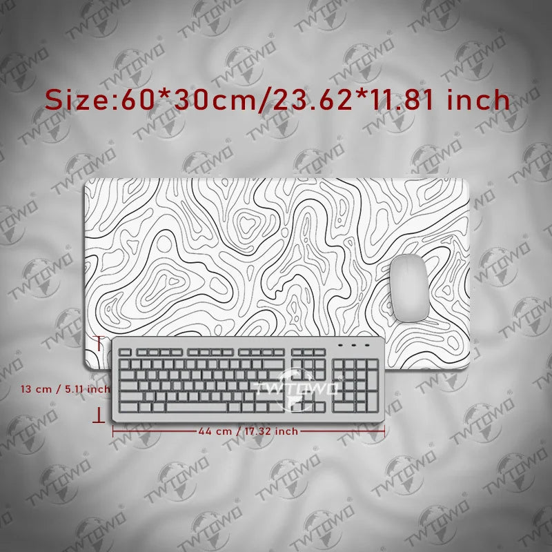 Mouse Pad Gaming Black And White Contour Lines printon demand Large HD Mousepad XXL Playmat Soft Carpet Laptop Mouse Mats