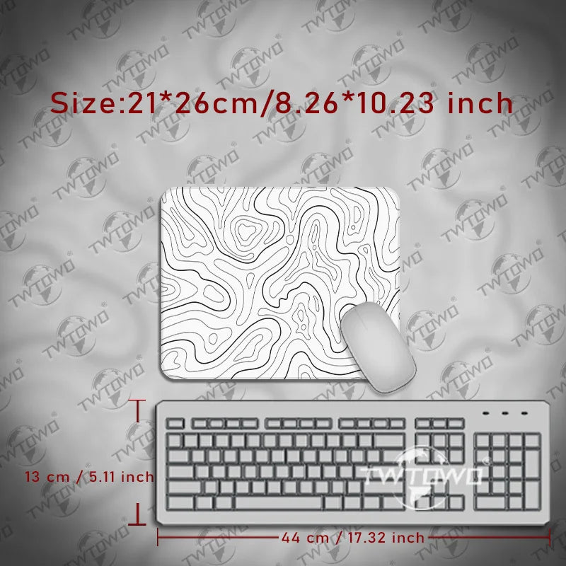 Mouse Pad Gaming Black And White Contour Lines printon demand Large HD Mousepad XXL Playmat Soft Carpet Laptop Mouse Mats