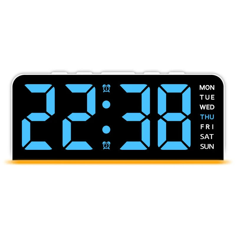 USB Powered Digital Alarm Clock Mood Light TEMP Date Week 2 Alarm Snooze Table Clock 4-level Brightness 12/24H Digital LED Clock