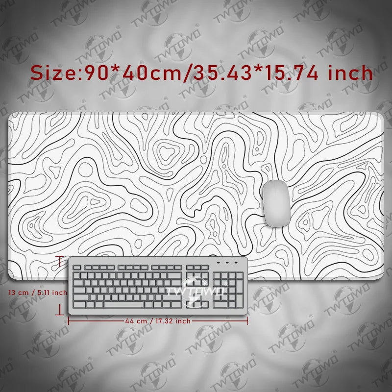 Mouse Pad Gaming Black And White Contour Lines printon demand Large HD Mousepad XXL Playmat Soft Carpet Laptop Mouse Mats