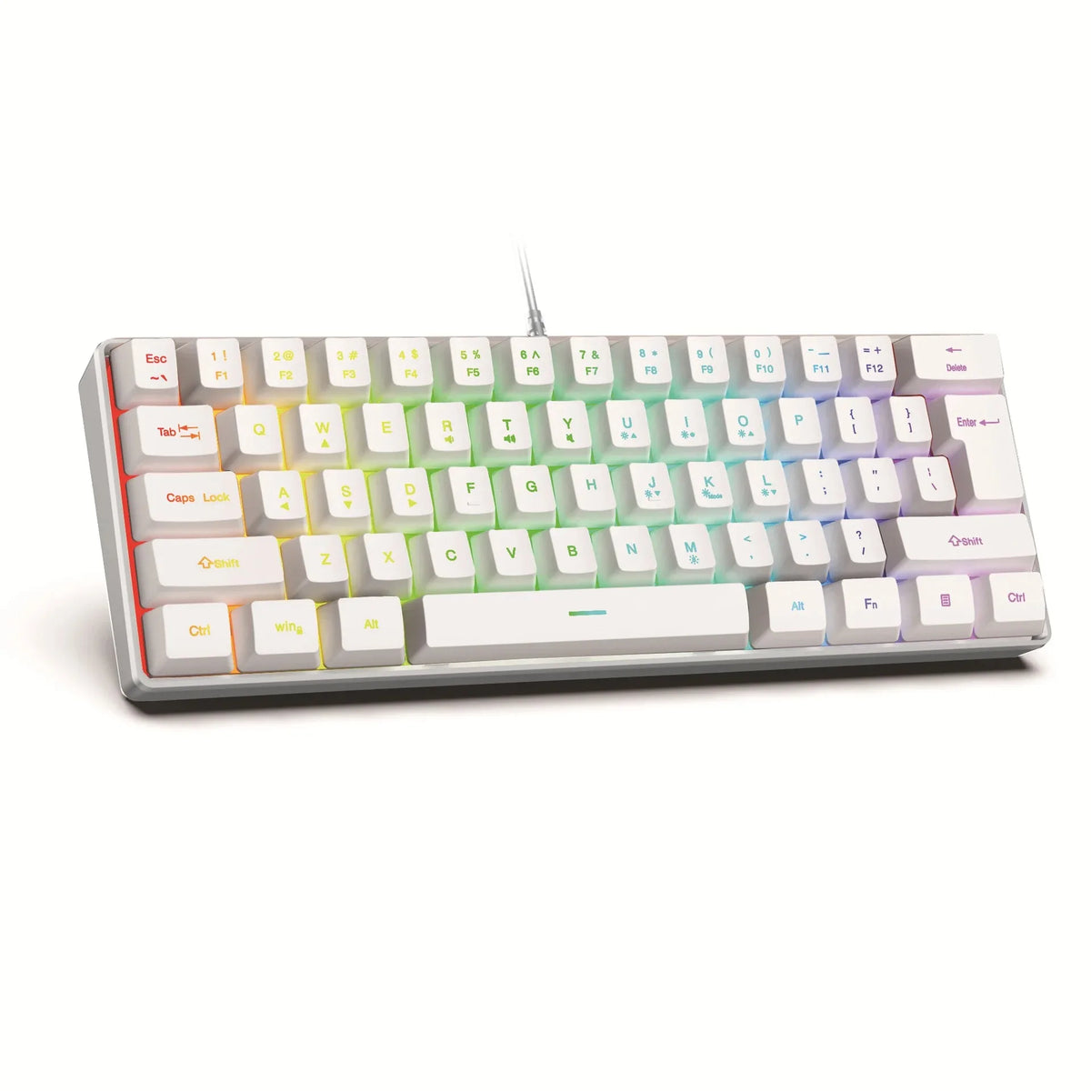 USB Wired RGB Gaming Keyboard 61 Keys White Black Compact Mini Office Keyboard and Mouse for PC Desktop Computer Gamer Keypad
