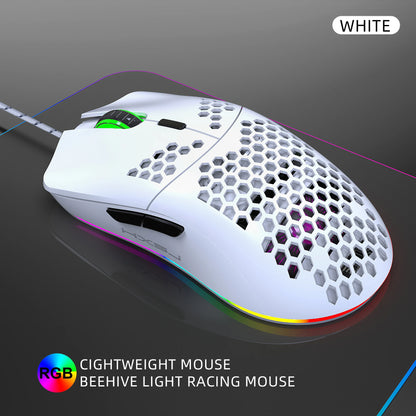Hot Sale HXSJ J900 Gaming Mice RGB Luminous Lightweight Macro Programming Hollow Ergonomics Wired Mouse for Laptop Game Office
