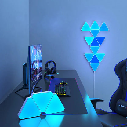 RGB LED Triangular Quantum Wall Lamp – Smart Music Sync Light