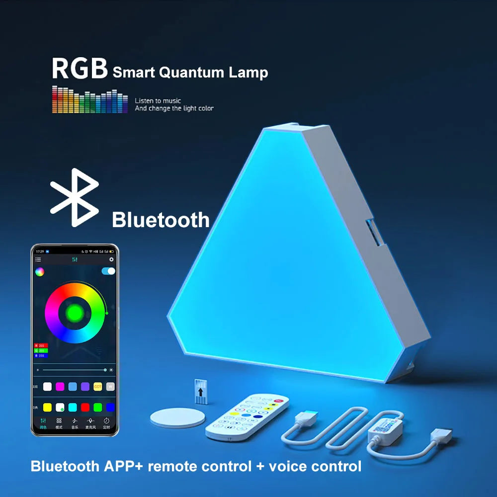 RGB LED Triangular Quantum Wall Lamp – Smart Music Sync Light
