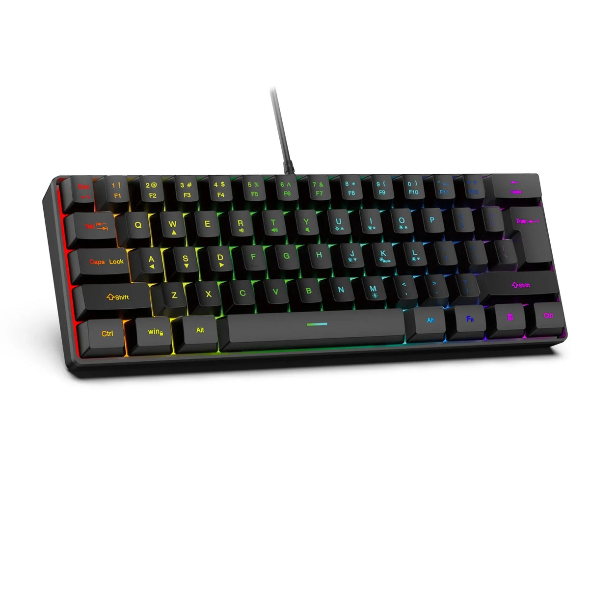 USB Wired RGB Gaming Keyboard 61 Keys White Black Compact Mini Office Keyboard and Mouse for PC Desktop Computer Gamer Keypad