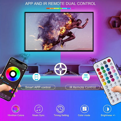 LED Strip Lights Music Sync – RGB App Control for Room & TV
