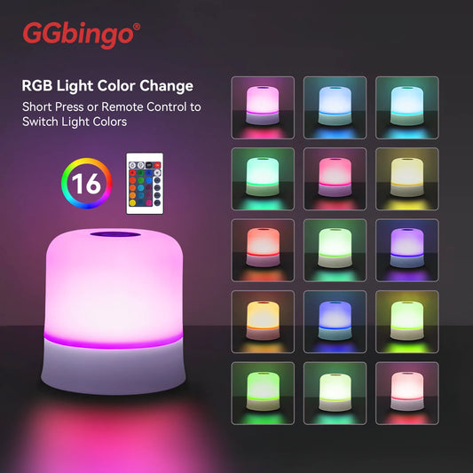 GGbingo RGB Touch Night Light – Rechargeable Dimmable Table Lamp