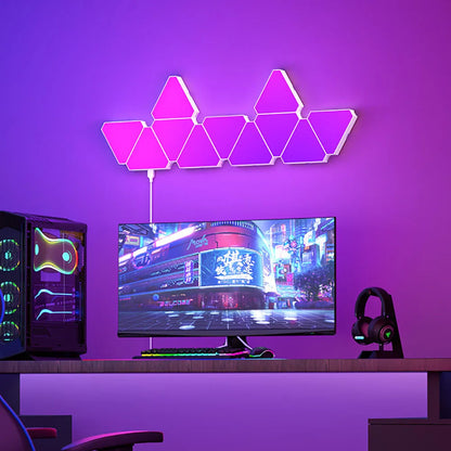 RGB LED Triangular Quantum Wall Lamp – Smart Music Sync Light