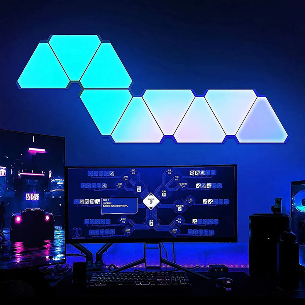 RGB LED Triangular Quantum Wall Lamp – Smart Music Sync Light