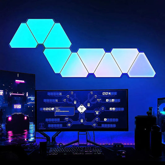 RGB LED Triangular Quantum Wall Lamp – Smart Music Sync Light