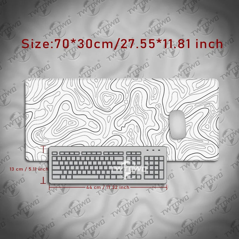 Mouse Pad Gaming Black And White Contour Lines printon demand Large HD Mousepad XXL Playmat Soft Carpet Laptop Mouse Mats
