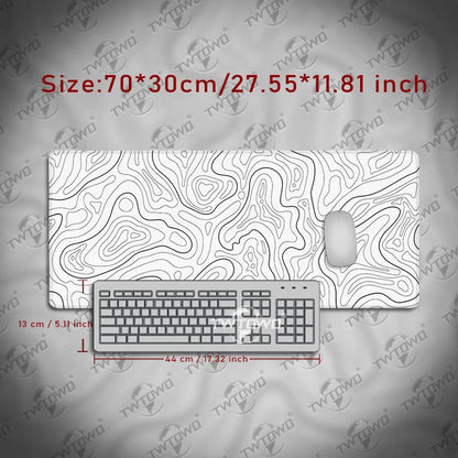 Mouse Pad Gaming Black And White Contour Lines printon demand Large HD Mousepad XXL Playmat Soft Carpet Laptop Mouse Mats