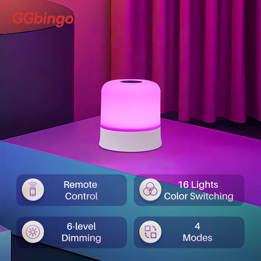 GGbingo RGB Touch Night Light – Rechargeable Dimmable Table Lamp