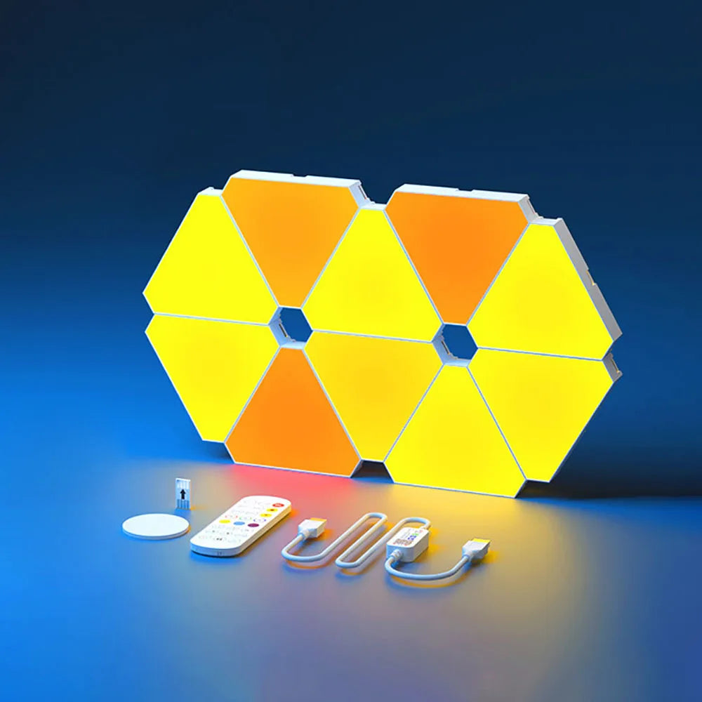 RGB LED Triangular Quantum Wall Lamp – Smart Music Sync Light