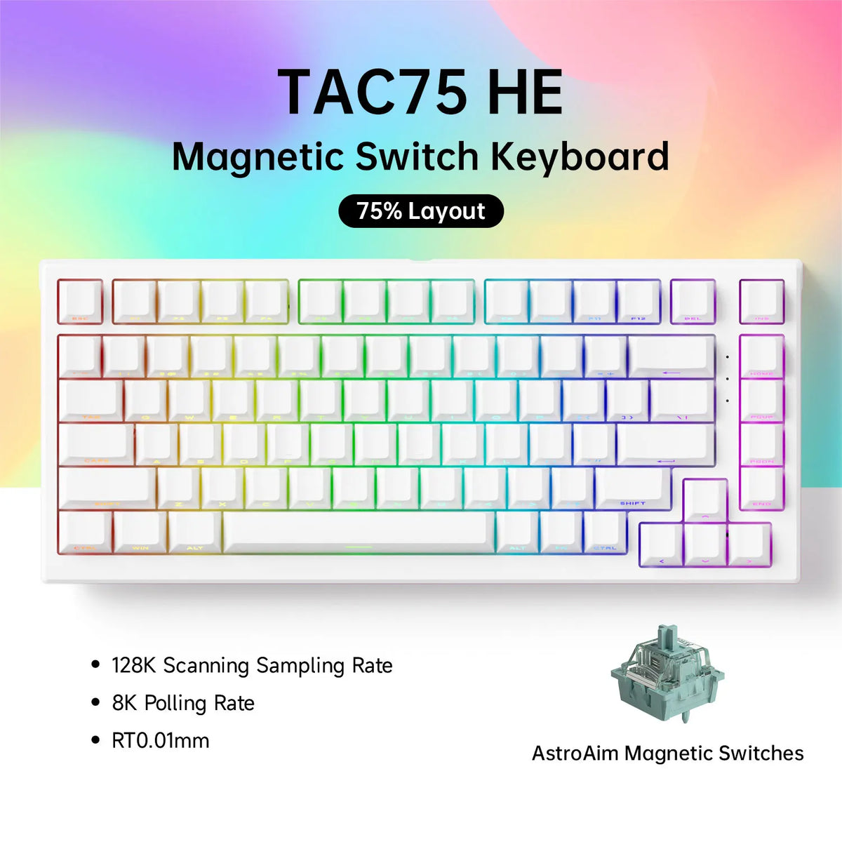 AKKO TAC75 HE Magnetic Switch Keyboard 75% Gaming Keyboards Rapid Trigger 0.005mm 8K RGB Wired Esports Custom Keyboard for Gamer