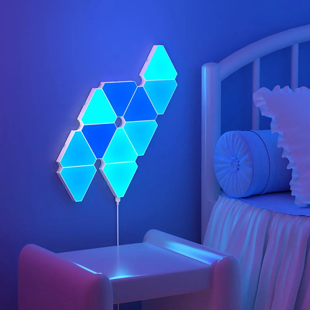 RGB LED Triangular Quantum Wall Lamp – Smart Music Sync Light