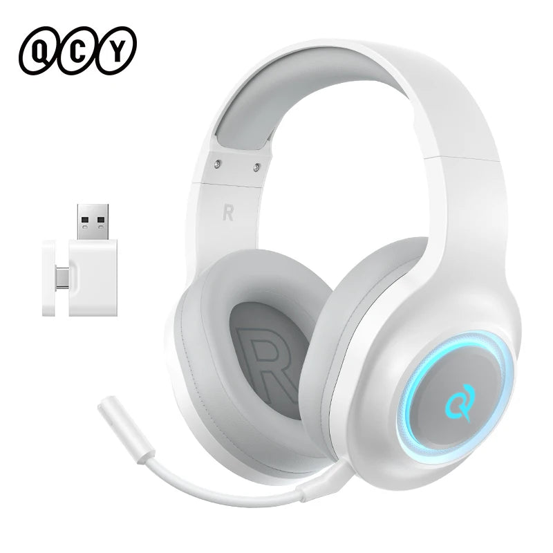 QCY Heroad V200 Gaming Over Ear Headphone Wireless Bluetooth 6.0 with Mic 50mm Driver 7.1 Surround Sound Dynamic EQ RGB Headset