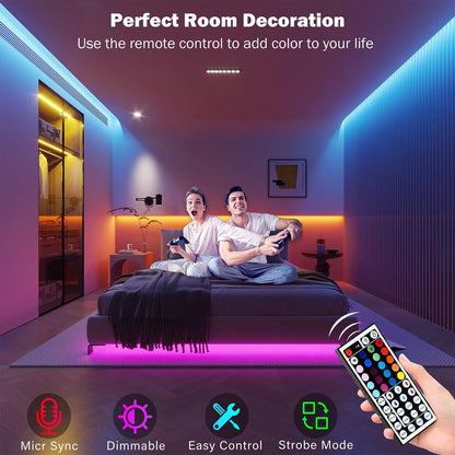 RGB LED Strip Lights 5m-30m – App Control Room & Bedroom Decor