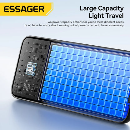 Essager Portable Power Bank 20000mAh with Two Built-in Cables External Battery PD 22.5W Fast Charging For iPhone 17 16 15 Xiaomi