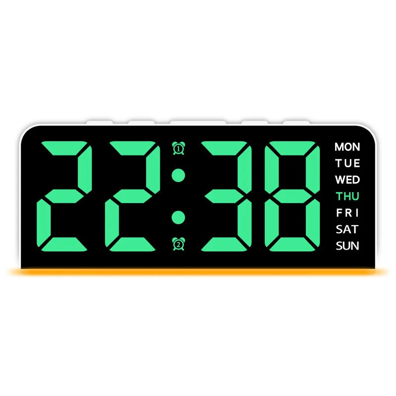 USB Powered Digital Alarm Clock Mood Light TEMP Date Week 2 Alarm Snooze Table Clock 4-level Brightness 12/24H Digital LED Clock
