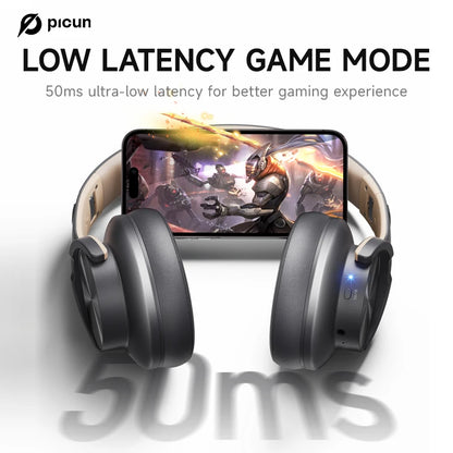 Picun B8 Bluetooth Headphones 120H Playtime Headset Wireless Bluetooth 3EQ Mode Low Latency Hands-Free Calls Over Ear Headphones