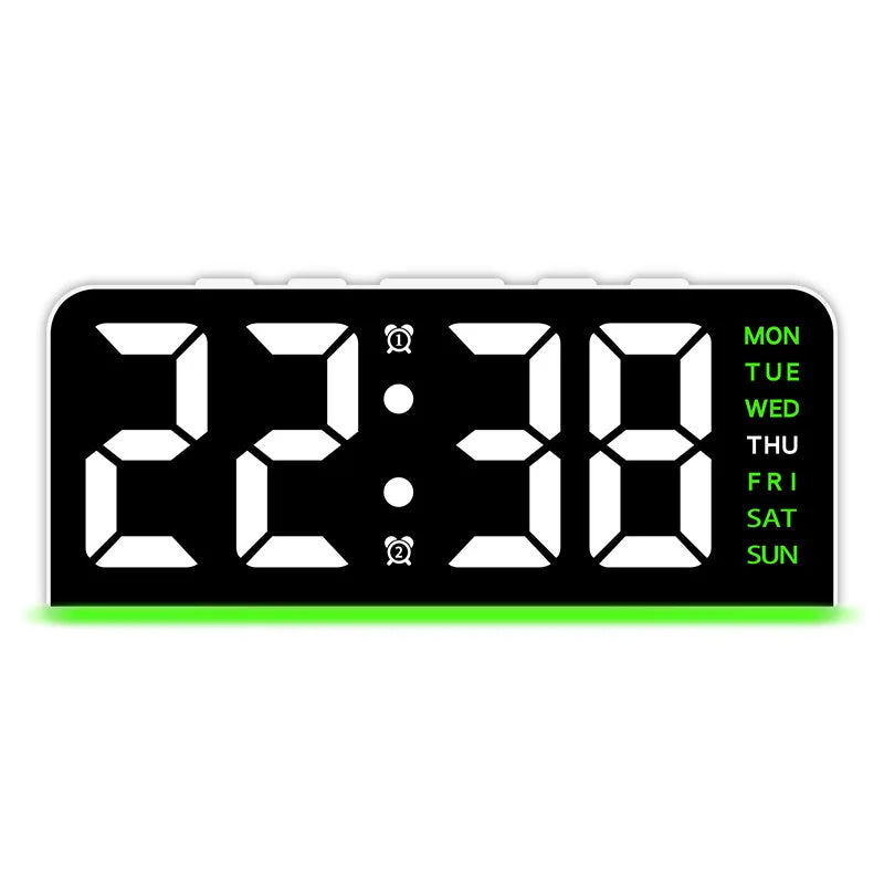 USB Powered Digital Alarm Clock Mood Light TEMP Date Week 2 Alarm Snooze Table Clock 4-level Brightness 12/24H Digital LED Clock